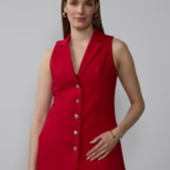 NEW 2Notch Lapel Sleeveless Blazer Waist Coat × 1 MEDIUM / RED BLK / 94501. SZ M - Picture 3 of 3